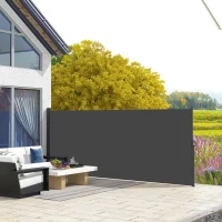 Outsunny 13' x 5' Retractable Side Awning, Outdoor Privacy Screen for Garden, Hot Tub, Balcony, Terrace, Pool, Black(m-8)