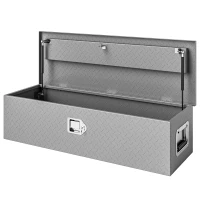 HOMCOM 39" x 13" x 10" Truck Tool Box Heavy Duty Aluminum Trailer Tongue Box with Lock and Keys for Pick Up Truck RV Trailer(m-2)