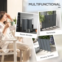 Outsunny Folding Room Divider, Privacy Screen for Patio Backyard Pool Hot Tub, 5.6FT Tall, Dark Grey(m-4)