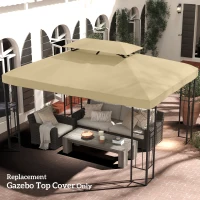 Outsunny 13' x 10' Gazebo Cover, Gazebo Replacement Canopy with 2 Tier Top for Garden, Patio, Outdoor, Beige(m-8)