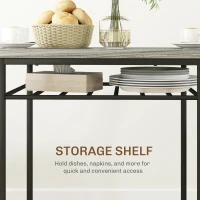 HOMCOM 3-Piece Small Dining Table Set for 2, Kitchen Table and Chairs with Storage Rack and Steel Frame, Gray(m-6)