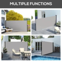 Outsunny 13' x 6' Retractable Side Awning, Outdoor Privacy Screen for Garden, Hot Tub, Balcony, Terrace, Pool, Light Grey(m-7)