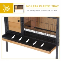 PawHut Rabbit Hutch Elevated Bunny Cage Small Animal Habitat with Metal Frame, No Leak Tray, Metal Wire Pan, Openable Water-Resistant Asphalt Roof for Rabbits, Chickens, Ducks, Indoor/Outdoor Natural(m-6)