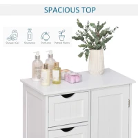 kleankin Bathroom Storage Cabinet, Floor Cabinet with Adjustable Shelf and 4 Drawers, Side Cabinet for Washroom, White(m-7)