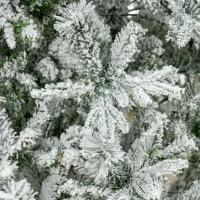 HOMCOM 9' Unlit Snow Flocked Pine Artificial Christmas Tree with Realistic Branches and 1159 Tips, Green(m-9)