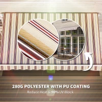 Outsunny 10' x 8' Manual Retractable Awning, Sun Shade Shelter Canopy, with Aluminum Frame and UV Protection for Patio Deck Yard Window Door, Red Stripe(m-5)