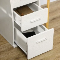HOMCOM 47" Computer Desk with Keyboard Tray and Storage Drawers, Home Office Workstation Table with Storage Shelves, White Wood Grain(m-8)