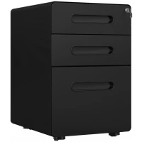 Vinsetto Lockable File Cabinet, Steel Filing Cabinet on Wheels for Legal, A4, Letter Size, Home Office(m-11)