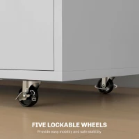 HOMCOM Mobile Printer Stand with Charging Station and USB Ports, Locking Filing Cabinet for A4 and Letter Size, White(m-9)