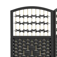 HOMCOM 6 Panel Folding Room Divider Portable Privacy Screen Wave Fiber Room Partition for Home Office Black(m-7)