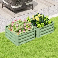 Outsunny 2' x 2' x 1' 2-Pieces Raised Garden Bed with Galvanised Steel Frame for Vegetables, Flowers, Herbs, Light Green(m-9)