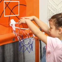 Qaba 48" Kids Trampoline  with Safety Enclosure Net, Basketball Hoop for Ages 3-6, Gifts for Boys & Girls, Orange(m-8)
