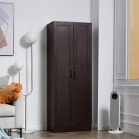 HOMCOM 66" Kitchen Pantry Cabinet, Freestanding Storage Cabinet with 2 Soft Close Doors and 4 Shelves, Dark Walnut(m-8)