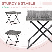Outsunny Rattan Coffee Table Folding Patio Outdoor Side Table Wicker for Balcony, Porch, Poolside, 15.75"x15.75"x15.75", Grey(m-6)