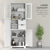 HOMCOM Tall Bathroom Storage Cabinet, Floor Bathroom Cabinet with Adjustable Shelves, for Kitchen, Living Room, White(m-4)