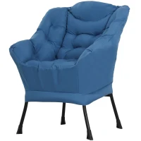 HOMCOM Modern Accent Chair, Armchair with Side Pockets and Solid Steel Legs, Comfy Reading Chair for Living Room, Bedroom, Blue(m-2)