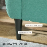 HOMCOM 3 Seater Sofa, Upholstered Couch for Bedroom, Modern Sofa Settee with Padded Cushion, Button Tufting and Wood Legs for Living Room, Green(m-6)