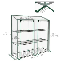 Outsunny Portable Mini Greenhouse Green House with 3 Tier Shelves, Reinforced Cover, Roll-up Doors, 56.3" x 18.1" x 59.4"(m-3)