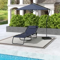 Outsunny Folding Lounge Chair, Adjustable Chaise Lounge with Headrest, Reclining Lounger Cot for Camping, Hiking, Dark Blue(m-8)