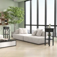 HOMCOM 2-Tier Side Tables Set of 2 with Drawer and Shelf, 2 Pieces End Tables for Living Room and Hallway, Black(m-10)