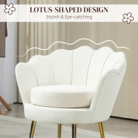 HOMCOM Modern Accent Chair, Velvet-Touch Fabric Leisure Club Chair with Gold Metal Legs for Bedroom, Cream White(m-4)