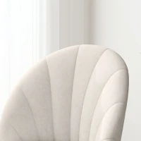 HOMCOM Modern Dining Chairs Set of 4, Upholstered Dining Room Chairs with Metal Legs, Shell Backrest, Padded Seat, Cream White(m-10)