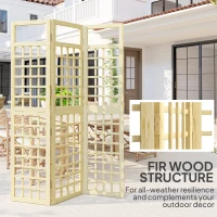 Outsunny 3 Panel Outdoor Wood Privacy Screen, Folding Room Divider/Trellis for Home, Patio, 47.2" x 66.9", Natural Wood(m-6)