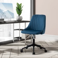 Vinsetto Mid-Back Office Chair, Velvet Fabric Swivel Scallop Shape Computer Desk Chair for Home Office or Bedroom, Teal Blue(m-10)