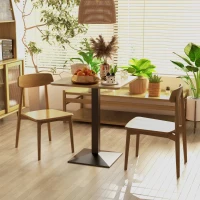 HOMCOM 28" Square Dining Table, Modern Dining Room Table with Steel Base, Space Saving Small Kitchen Table, Dark Brown(m-8)