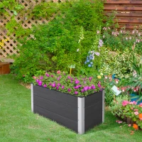 Outsunny 3' x 2' x 2' Raised Garden Bed, Wood Plastic Planter Box for Flowers, Vegetable, Herb, Grey(m-9)