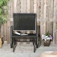 Outsunny Outdoor Glider Chair, Steel Swing Chai with Curved Armrests for Porch, Garden, Poolside, Balcony, Black(m-10)
