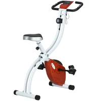 Soozier Foldable & Quiet Exercise Bike with 8-Level Magnetic Resistance, Pulse Sensor, Wheels and LCD Monitor, Red(m-11)