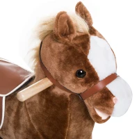 Qaba Kids Ride on Rocking Horse Toddler Plush Toy with Realistic Sounds for 3 Years Old Children - Brown(m-8)
