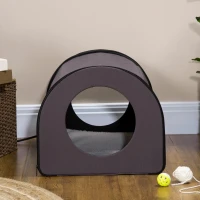 PawHut Dome Heated Cat House Portable and Waterproof Pet Shelter for Kitty in Winter, Brown(m-9)