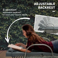 Outsunny Outdoor Chaise Lounge, 5-Level Adjustable Backrest Rattan Pool Lounge Chair with Wheels, Cushion & Headrest, Black(m-6)