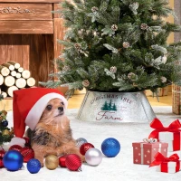 HOMCOM Christmas Tree Collar, Steel Tree Ring Skirt, Home Xmas Decoration for Christmas Tree, 26" x 26" x 9", Silver(m-10)