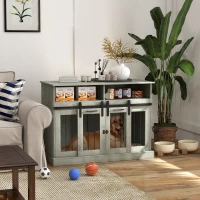 PawHut Dog Crate Furniture for Large Small Dogs, Double Dog Kennel, Gray(m-10)
