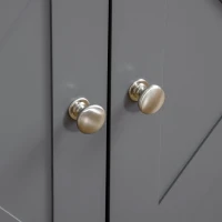 PawHut Wide & Large Cat Litter Box Furniture Hidden Farmhouse Table with Magnetic Doors, Big Covered Kitty Litter Box Enclosure Cabinet with Shelves, Pet Furniture Cat Gift Side Table, Gray(m-8)