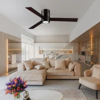 HOMCOM Mount Ceiling Fan with Light, Modern Indoor LED Lighting Fan with Remote Controller, for Bedroom, Living Room, Brown(m-9)