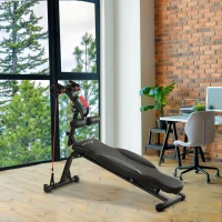 Soozier Foldable Sit Up Bench with Resistant Bands, Decline Slant Bench with 4 Adjustable Height, Reverse Crunch Handle, Strength Training Workout Bench(m-1)