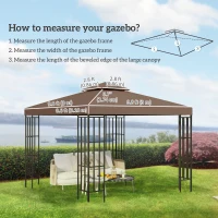Outsunny 10' x 10' Square 2-Tier Gazebo Canopy Replacement Top Cover Outdoor Garden Sun Shade, Coffee(m-3)