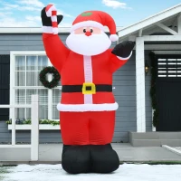 HOMCOM 8ft Inflatable Christmas Santa Claus with Candy Cane, Blow-Up Outdoor LED Yard Display for Lawn Garden Party(m-9)