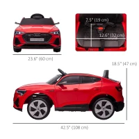Aosom 12V Kids Electric Ride On Sports Car, Battery Powered Toy w/ Parent Remote Control, Safety Belt, LED Lights, Music, and Horn, for 3-5 Years Old, Red(m-3)