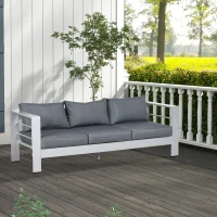 Outsunny Patio Furniture with Cushions, Aluminum Outdoor Sofa with Wide Armrests, Gray(m-10)
