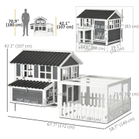PawHut Wooden Chicken Coop with Run for 1-2 Chicken, Bunnies, Ducks(m-3)