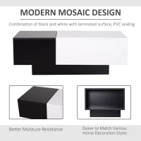 HOMCOM Rectangular Wooden Chest Coffee Table with Slide Top Trunk Storage, Black and White(m-5)