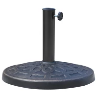 Outsunny 26 lbs Resin Round Umbrella Base Stand Market Parasol Holder with Beautiful Decorative Pattern, for Φ1.5", Φ1.89" Pole, for Lawn, Deck, Backyard, Garden, Bronze(m-11)