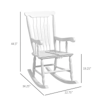 Outsunny Porch Rocker Chair, 350 lbs. Wooden Outdoor Rocking Chair with High Back for Garden, Patio, Balcony, White(m-3)