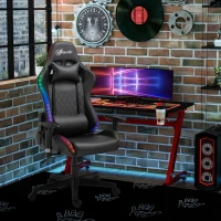 Vinsetto High Back Gaming Chair with RGB LED Lights, Adjustable Arms, and Lumbar Support, Racing Office Computer Chair with Head Pillow, Black(m-10)