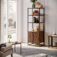 HOMCOM Bookcase with Cabinet, 3-Tiers Bookshelf for Storage, Tall Organizer Multifunctional Rack for Living Room Home Office, Brown(m-10)